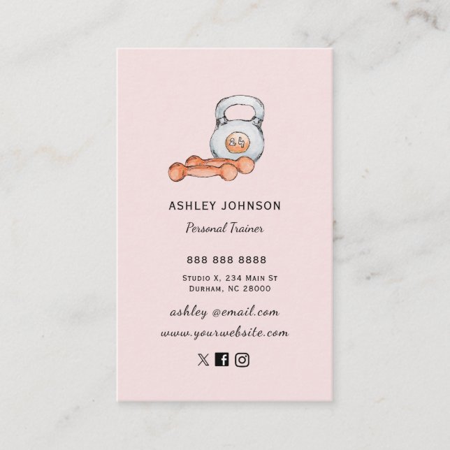 Visite Appareil de fitness Blush Personal Trainer Carte d (Devant)