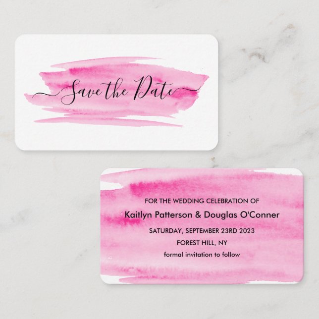 Visite Aquarelle brosse Enregistrer la carte de date (Devant / Derrière)