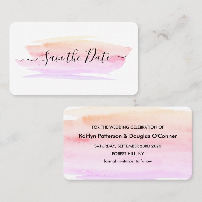 Visite Aquarelle brosse Enregistrer la carte de date (Devant / Derrière)