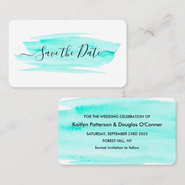 Visite Aquarelle brosse Enregistrer la carte de date (Devant / Derrière)