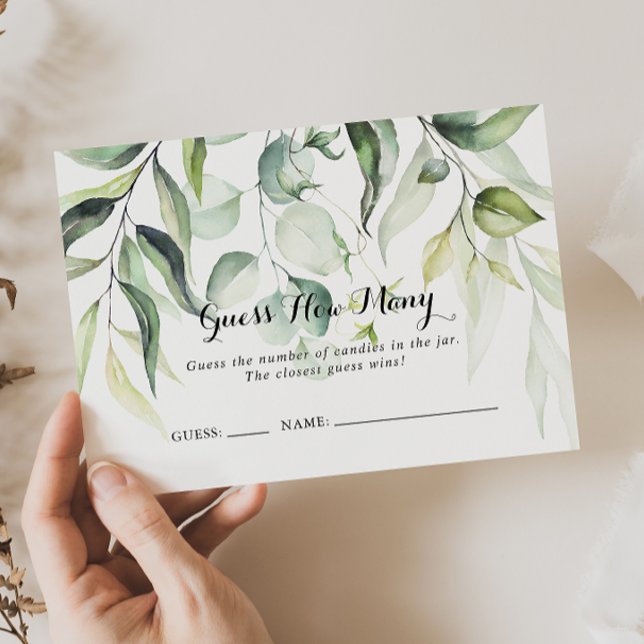 Visite Aquarelle Eucalyptus Devinez Combien De Carte De J (Créateur téléchargé)