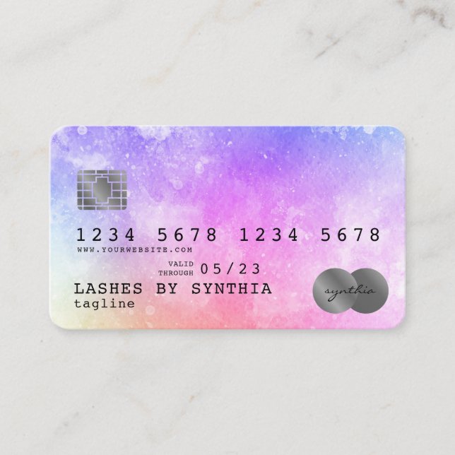 Visite aquarelle unicorne art carte de crédit Style argen (Devant)