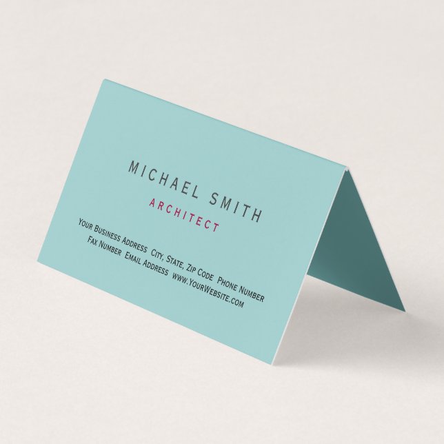 Visite Architect Blue Modern Simple Minimal Carte de visi (Devant)