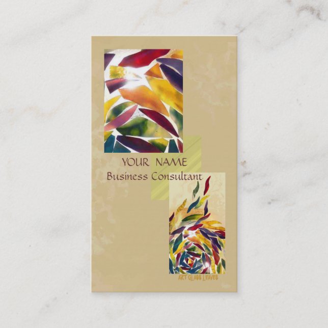 Visite Art Glass Feuilles Moderne Excellent Carte de visi (Devant)
