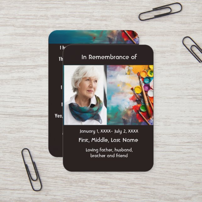 Visite Art Peintre de carte de poche Memorial (Devant/Arrière en situation)