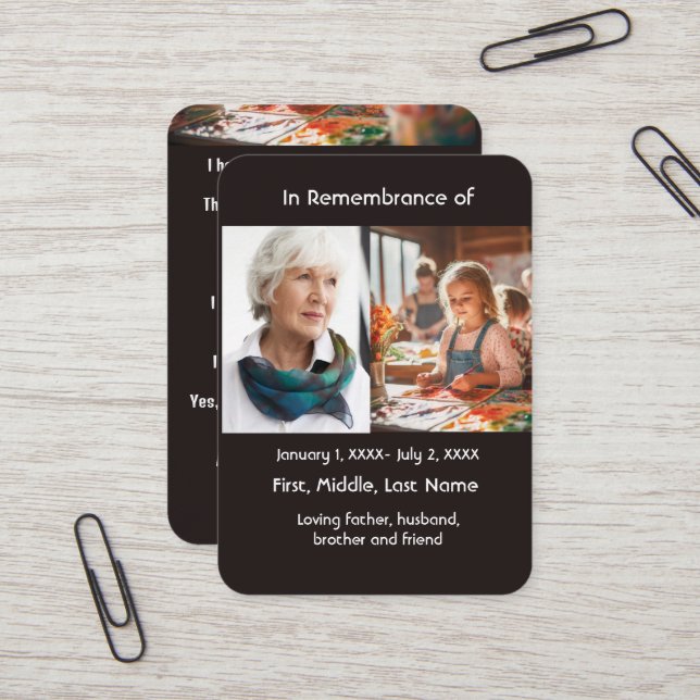 Visite Art Peintre de carte de poche Memorial (Devant/Arrière en situation)