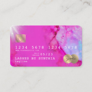 Visite Art rose aquarelle Carte de crédit Style Or
