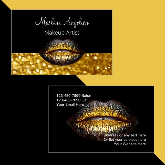 Visite Artiste de maquillage classique Glitzy Lips Carte  (Créateur téléchargé)