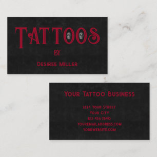 Visite Artiste de tatouage Rouge noir Cool Carte de visit