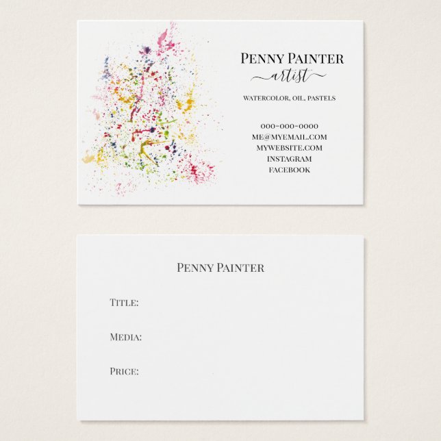 VISITE ARTISTES CARTES D'AFFAIRES ET DE TITRE (Devant & derrière)