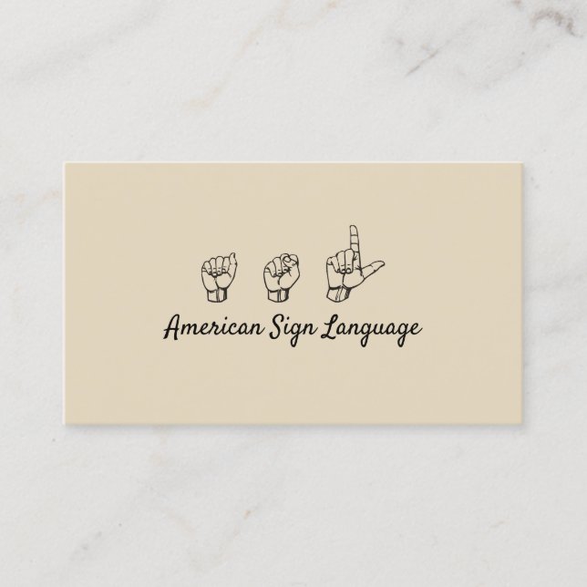 Visite ASL, Langue des Signes, Traducteur, Carte de visit (Devant)