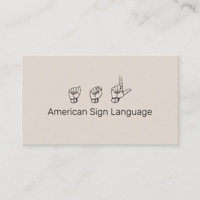 Visite ASL, Langue des Signes, Traducteur, Carte de visit (Devant)