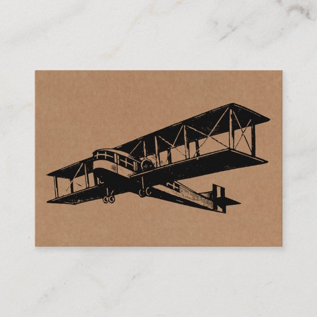 Visite Avion Vintage - Noir sur Carte de Texte (Devant)