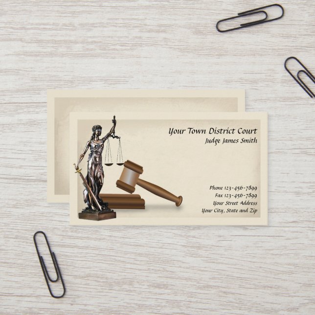 Visite Avocat de la Lady Justice Procureur de la Carte de (Devant/Arrière en situation)