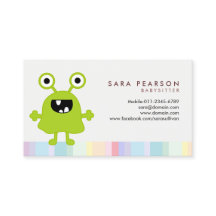 Babysitter mignonne Monster vert Alien Carte de vi