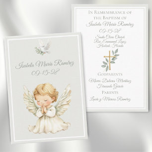 Visite Baptême d'ange priant enfant carte de souvenir ver