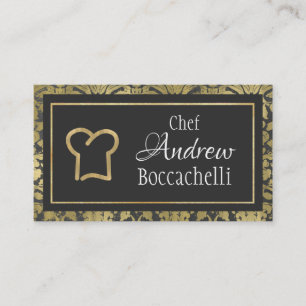 Visite Baroque Grey et Gold Chef Casquette Carte de visit