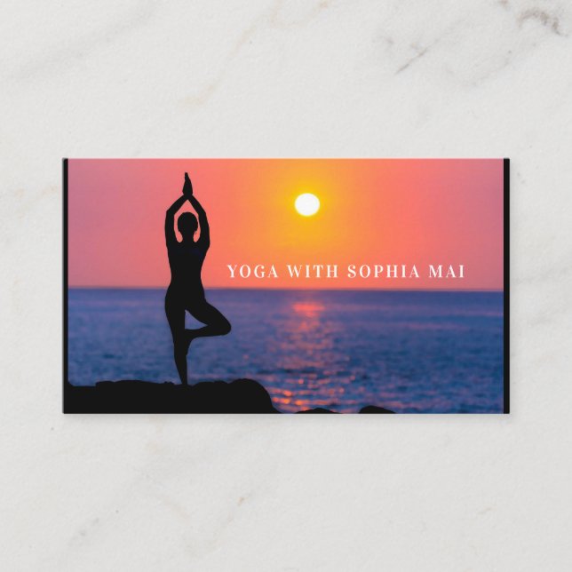 Visite Beach Yoga Portrait, Yoga Instructeur Carte de vis (Devant)