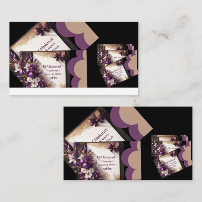 Visite Belle conception de carte Eid Mubarak violette (Devant / Derrière)