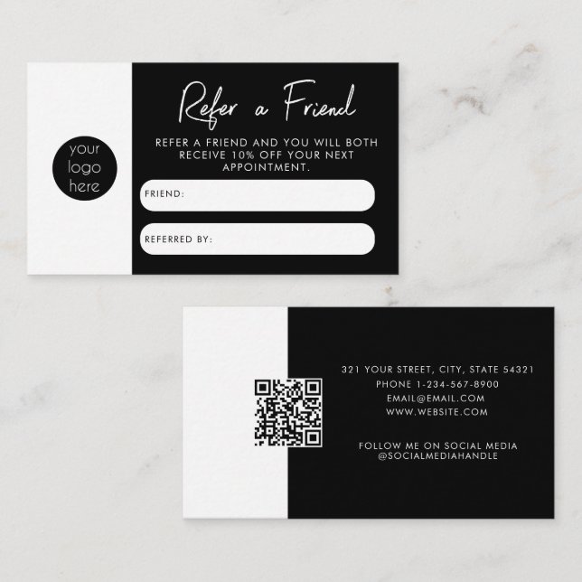 Visite Black Business Recommande Une Carte De Référence D (Devant / Derrière)