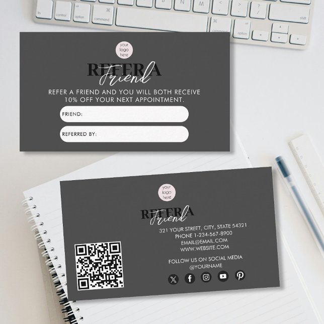 Visite Black Luxury Business Recommander Une Carte De Réf (Black Luxury Business Refer A Friend Referral Card)