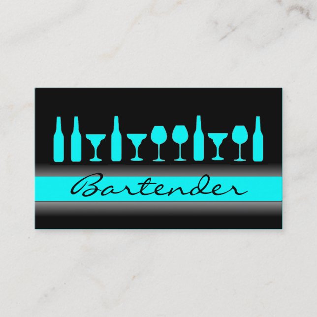 Visite Black turquoise bleu bartender boissons carte de v (Devant)