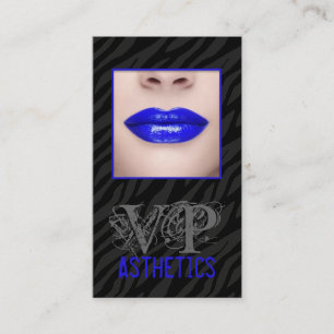 Visite Black Zebra Print Blue Lips Make Up Carte de visit