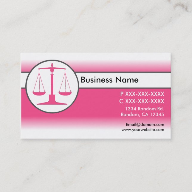 Visite Blanc rose fade loi justice balance carte de visit (Devant)