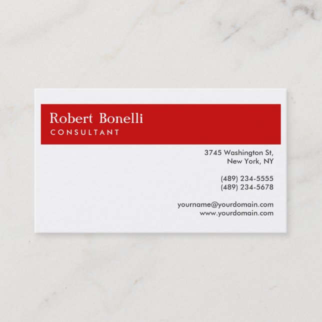 Visite Blanc Rouge Grille moderne Consultant Carte de vis (Devant)