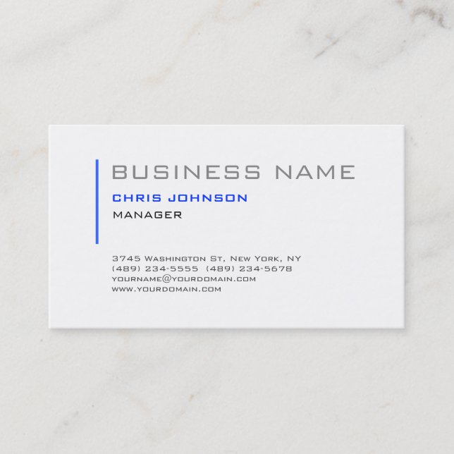 Visite Bleu et blanc Gris Charming Manager Carte de visit (Devant)