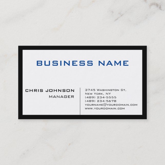 Visite Bleu noir blanc Unique Chic Manager Carte de visit (Devant)