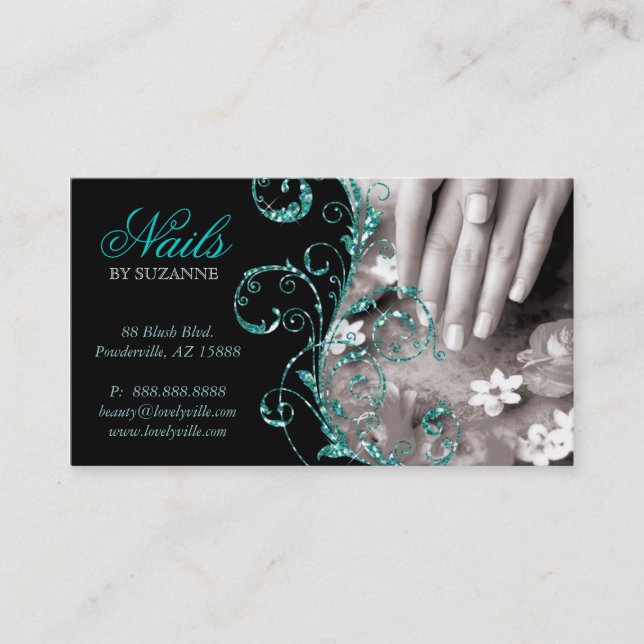 Visite Bleu Teal de parties scintillantes de carte de (Devant)