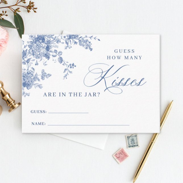 Visite Blue Flowers Devinez Combien De Baisers Jeu Carte (Créateur téléchargé)
