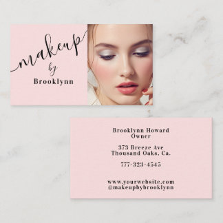Visite Blush Rose Carte de Commerce de Maquillage Script