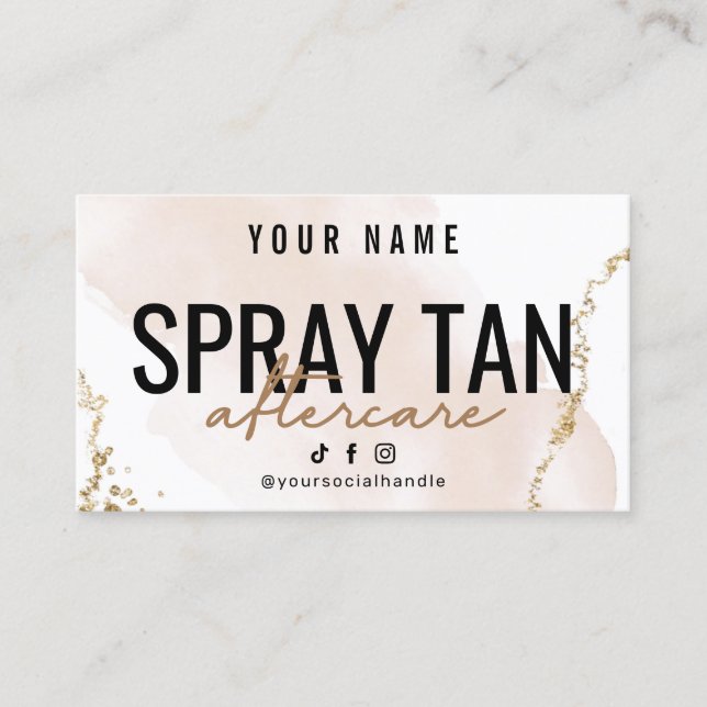 Visite Blush Rose Gold SPRAY TAN carte de soins postérieu (Devant)