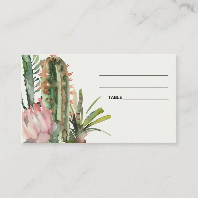 VISITE BOHO PINK FLORAL DESERT CACTI MARIAGE CARTE DE PLA (Devant)