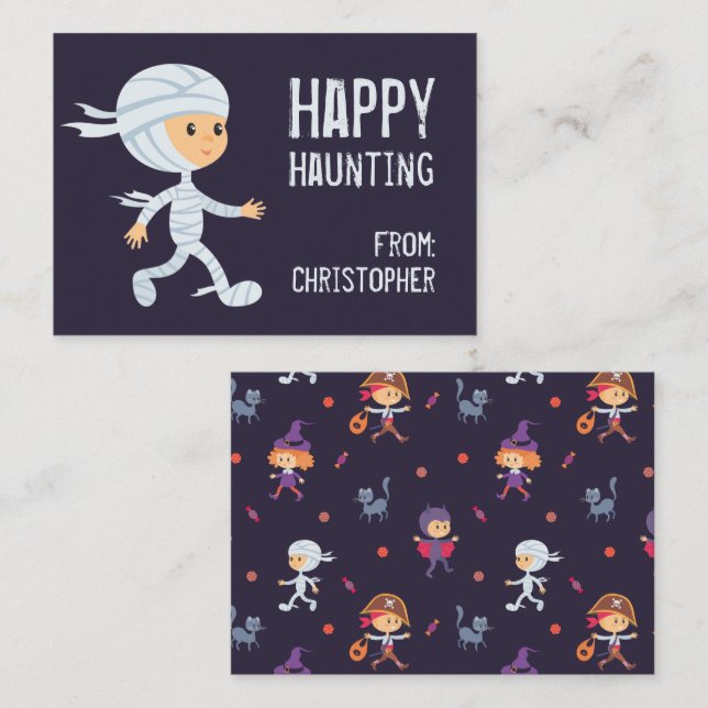 Visite Bonne Hauny maman Halloween carte de classe Hallow (Devant / Derrière)