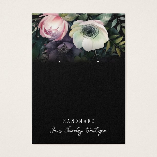 Visite Boucles de fleurs d'aquarelle Bijoux Cartes d'affi (Devant)