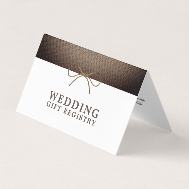 Visite Bow Burlap Rustique Avec Carte D'Enregistrement De (Devant)