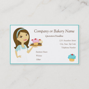 Visite Brunette/Aqua Cupcake Baker/Bakery 2 Carte de visi