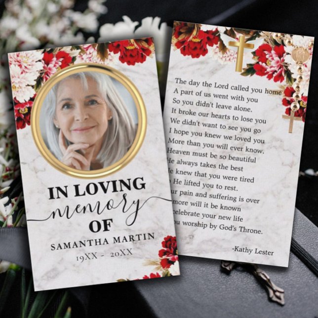 Visite Burgundy Blush Floral Carte photo de prière (Créateur téléchargé)