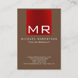 Visite Café Brown Rouge élégant Monogramme Carte de visit