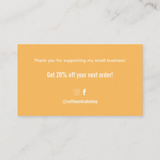 Visite Café & Carte de remerciements de pâtisserie (Dos)