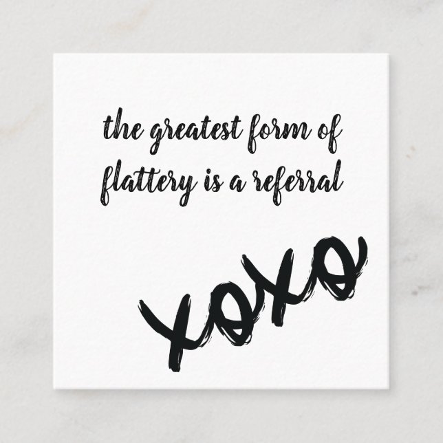 Visite Carré Baisers XOXO noir blanc et rose carte de référence (Devant)