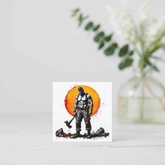 Visite Carré barbare guerrier imaginaire médiéval Carte de visi (Debout devant)