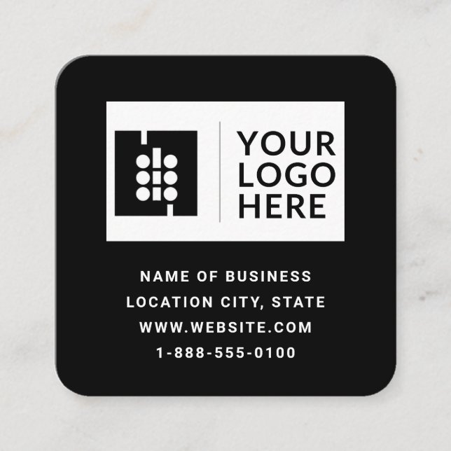 Visite Carré Carte Carrée de Logo de Code QR Noir Moderne (Devant)