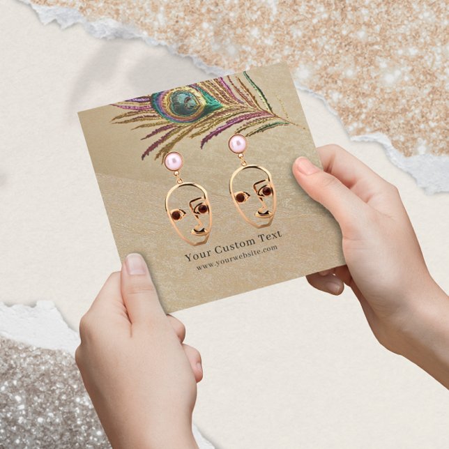 Visite Carré Carte d'affichage à oreille ・ Plumes de paon à bro (Créateur téléchargé)