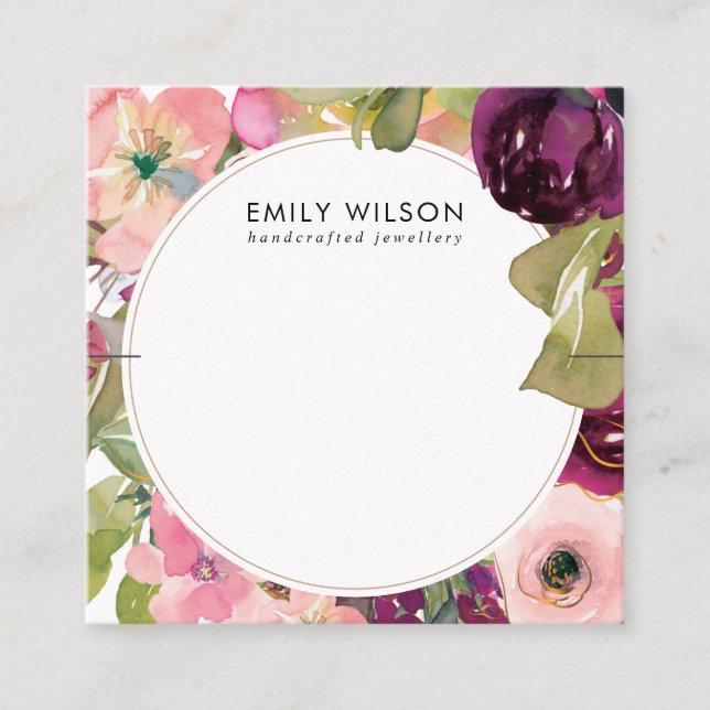 VISITE CARRÉ CARTE D'AFFICHAGE DE BRACELET FLORAL BURGOUNDY ROS (Devant)