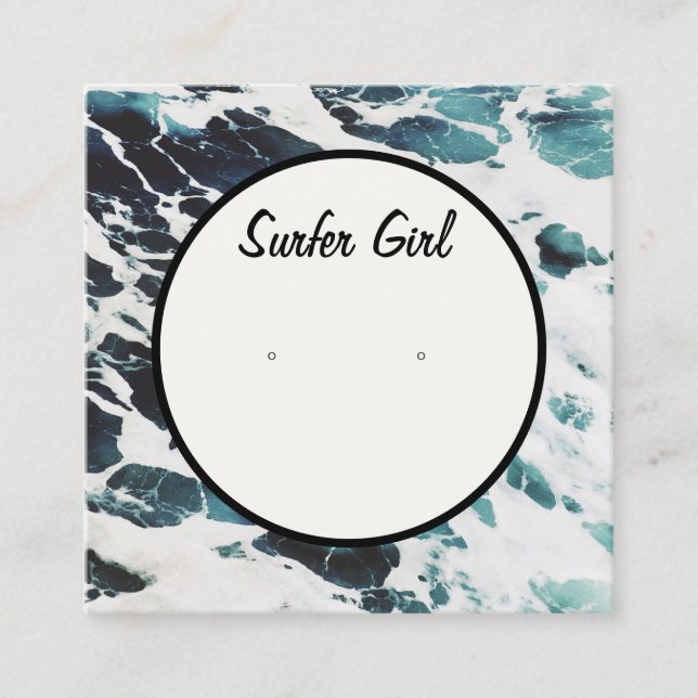 Visite Carré Carte d'affichage de l'oreille côtière Ocean Waves (Devant)