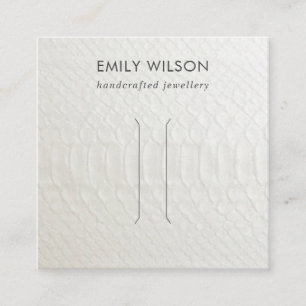 VISITE CARRÉ CARTE D'AFFICHAGE DU CLIP DE CHEVEUX EN CUIR BLANC